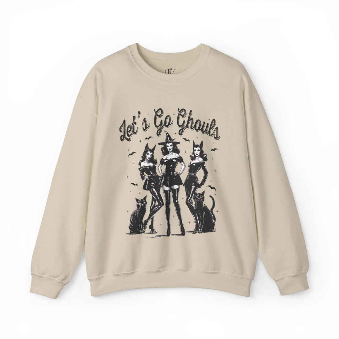 Let's Go Ghouls: Witchy Halloween Sweatshirt Sweatshirt Printify S Sand