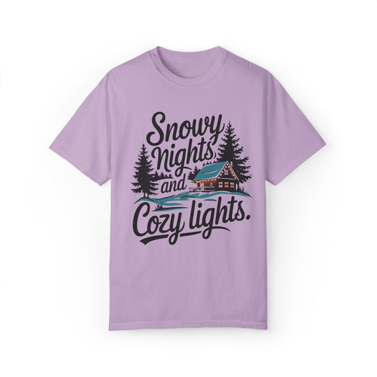 Snowy Nights and Cozy Lights Unisex T-shirt T-Shirt Printify Orchid S