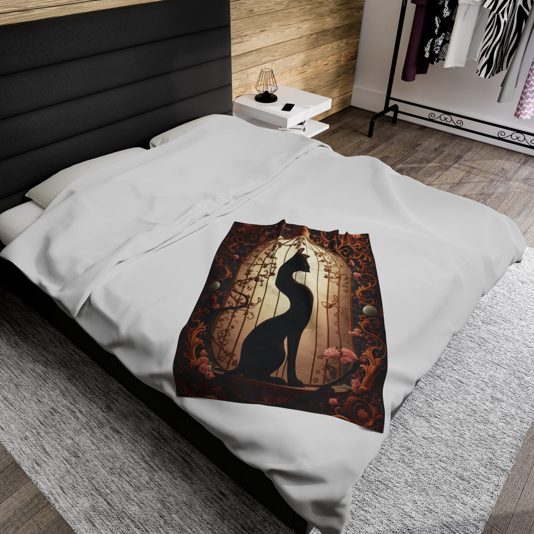 Velveteen Plush Blanket Gothic Black Cat All Over Prints Printify 30" × 40"