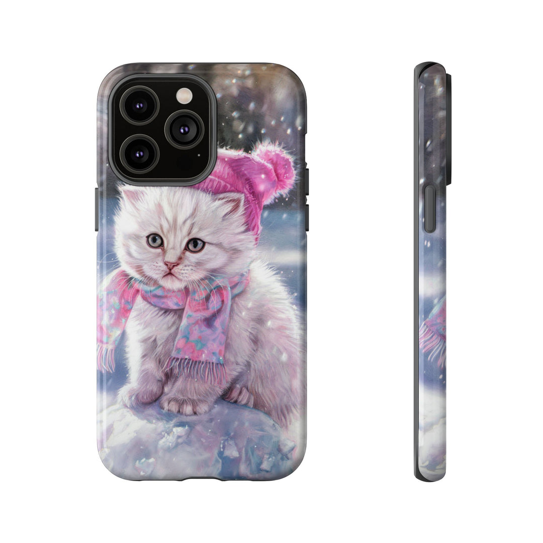 Phone Cases - Adorable Kitten Winter Phone Case Printify iPhone 14 Pro Max Glossy