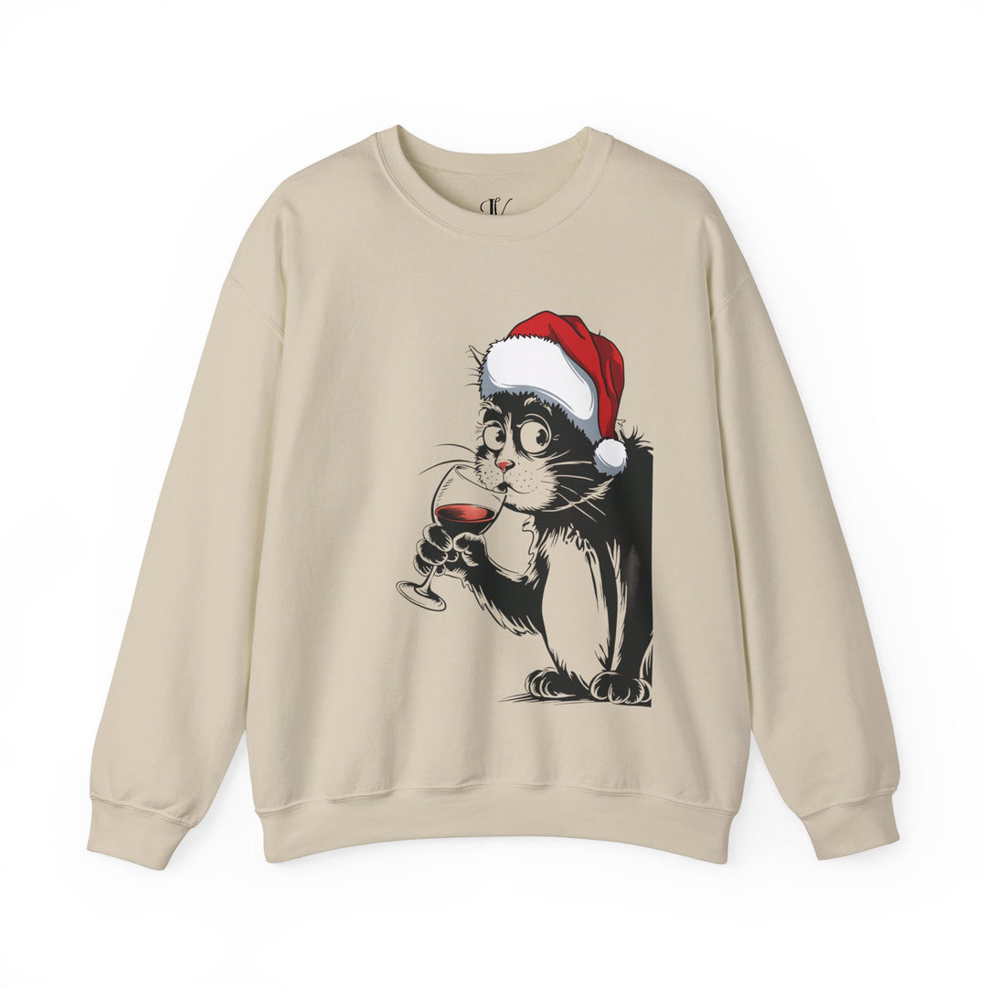 Christmas Wine-Loving Cat Sweatshirt