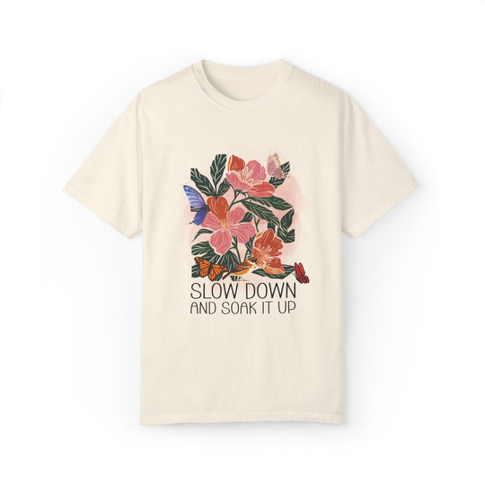 Floral T-shirt - Slow Down and Soak It Up T-Shirt Printify Ivory S