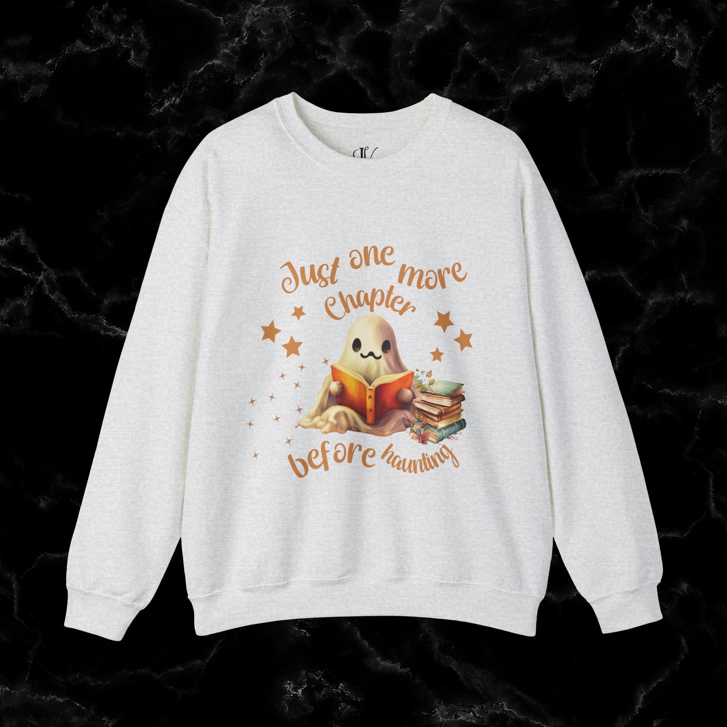 Just One More Chapter Sweatshirt | Book Lover Halloween Sweater - Librarian Sweatshirt - Halloween Student Sweater - Halloween Ghost Book Ghost Sweatshirt S Ash 