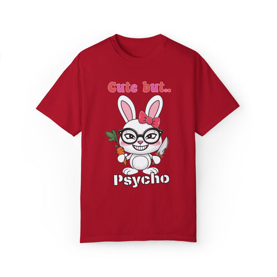 Bunny Cartoon Unisex T-shirt - Cute but Psycho T-Shirt Printify Red S