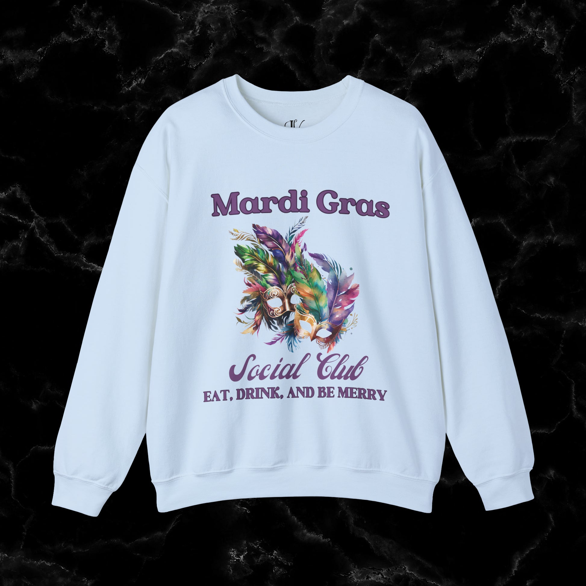 Mardi Gras Sweatshirt Women - NOLA Luxury Bachelorette Sweater, Unique Fat Tuesday Shirt, Louisiana Girls Trip Sweater, Mardi Gras Social Club Chic Sweatshirt S Light Blue 
