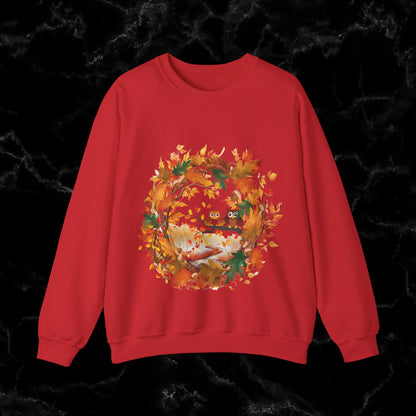 Hello Autumn Sweatshirt | Fall Design | Fall Seasonal Sweatshirt | Autumn Cottagecore Sweater Sweatshirt S Red 