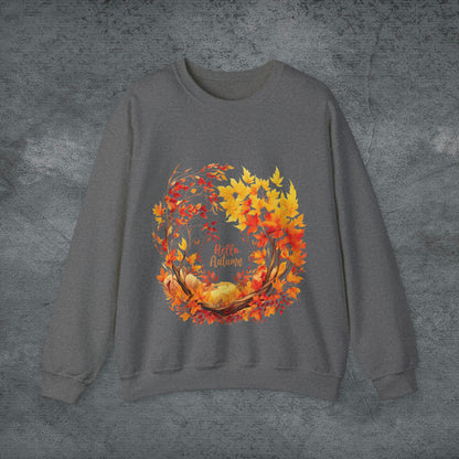 Hello Autumn Sweatshirt | Fall Design | Fall Seasonal Sweatshirt | Autumn Design I Love Fall Sweatshirt S Graphite Heather 