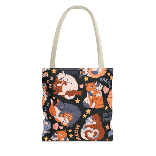 Sweet Cartoon Cats Tote Bag Bags Printify 13" × 13'' Beige