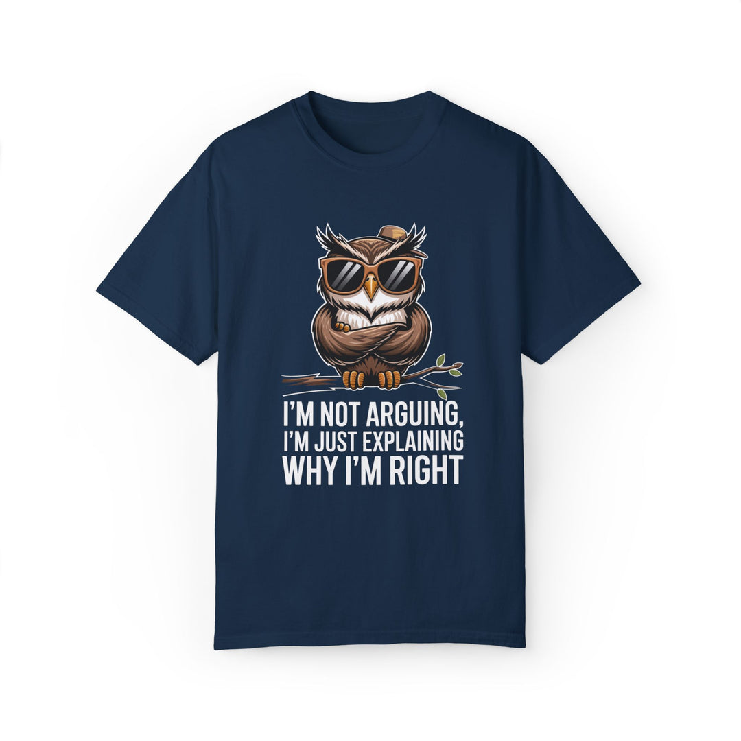 Owl T-Shirt - I'm not arguing, I'm just explaining why I'm right T-Shirt Printify True Navy S