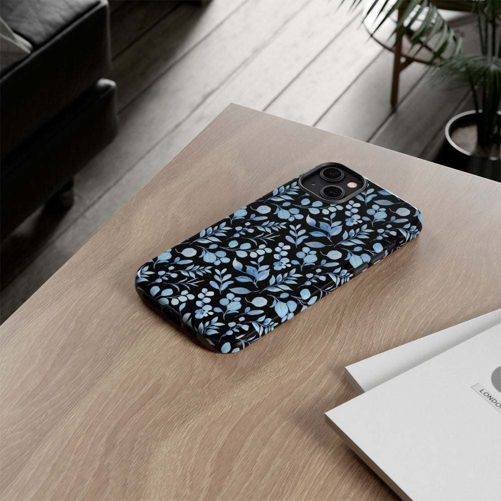 Blue Floral Tough Case Phone Case Printify iPhone 14 Plus Glossy