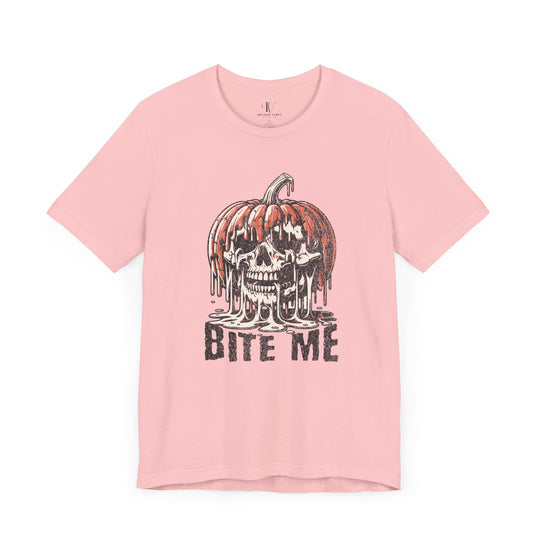 Halloween Tee - Bite Me Pumpkin Skull Tee