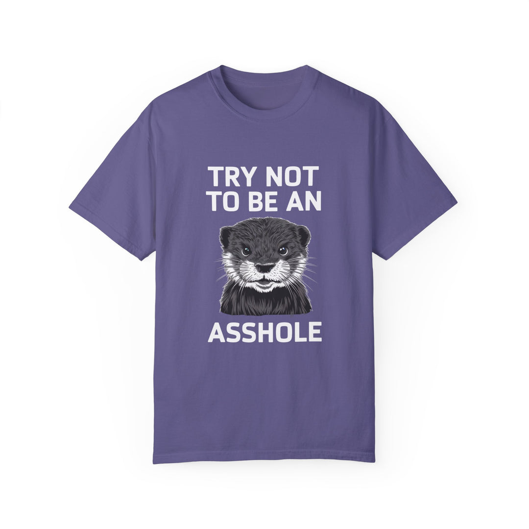 Otter Graphic T-shirt - Try Not To Be An Asshole T-Shirt Printify Grape S