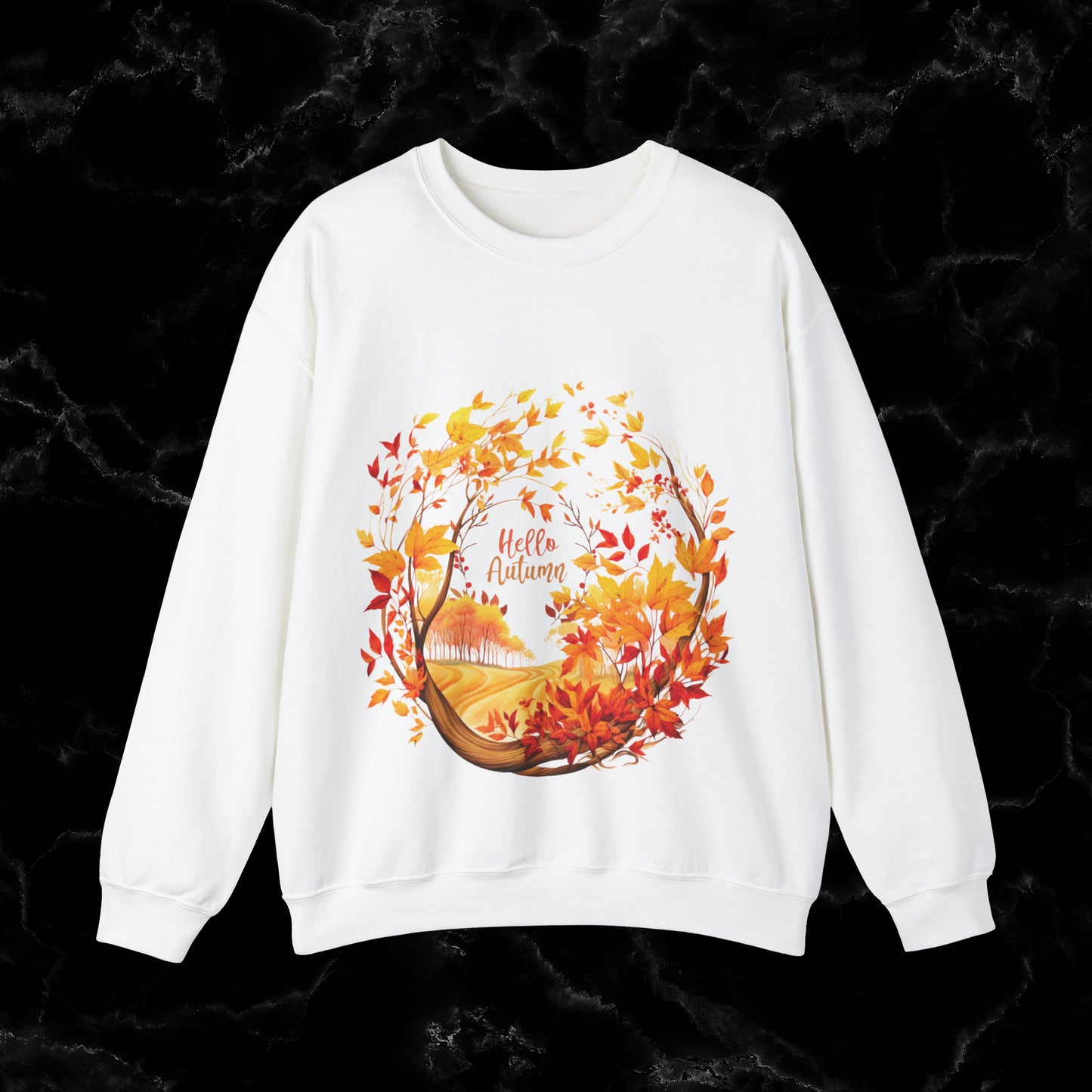 Hello Autumn Sweatshirt | Fall Design | Fall Seasonal Sweatshirt | Autumn Design Sweatshirt S White 