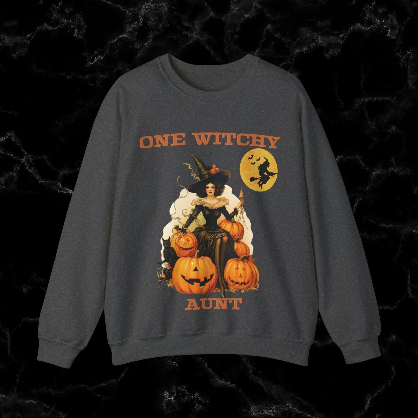 One Witchy Aunt Halloween Sweatshirt - Cool Aunt Shirt, Feral Aunt Sweatshirt, Perfect Gifts for Aunts Sweatshirt S Dark Heather 