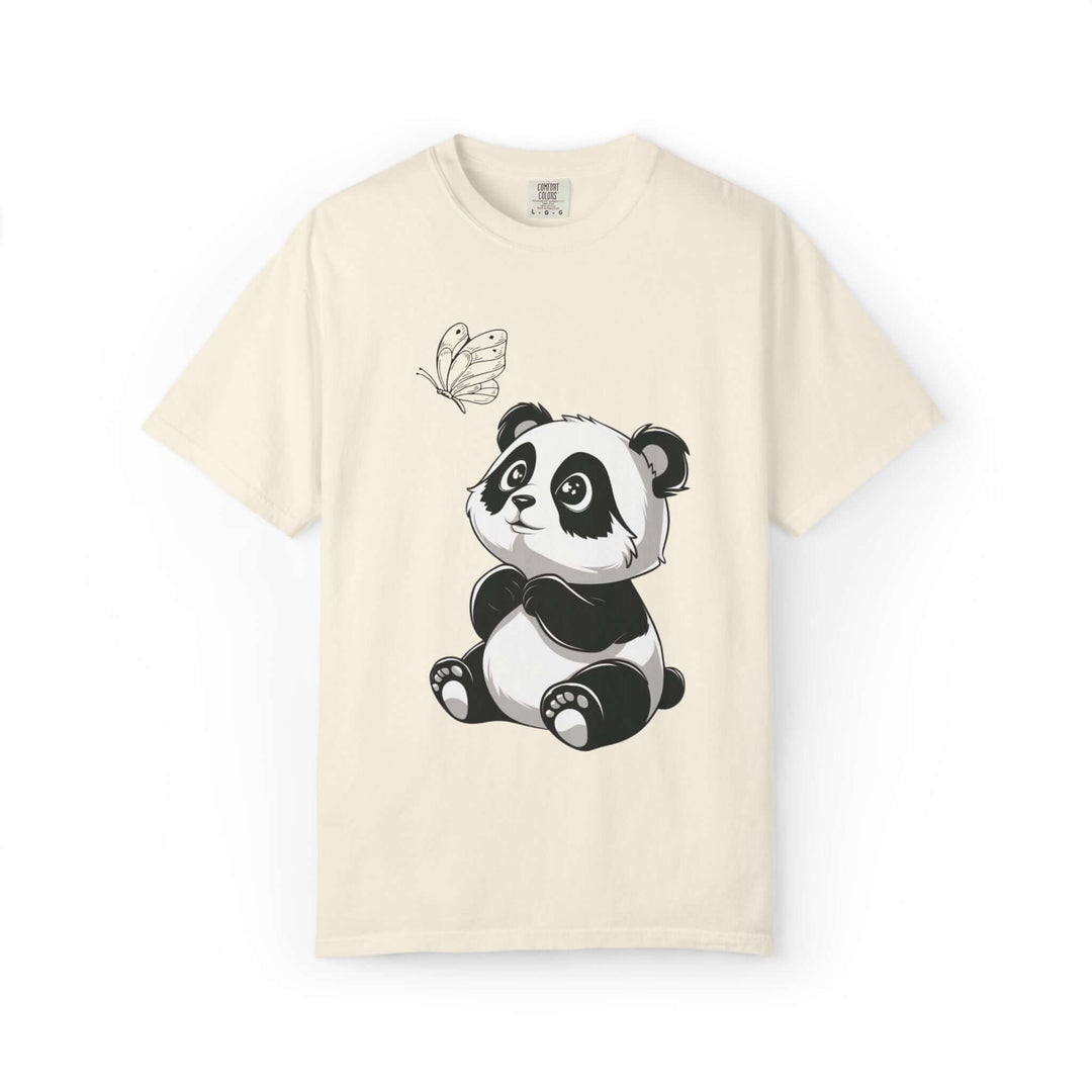 Adorable Panda & Butterfly Tee T-Shirt Printify Ivory S