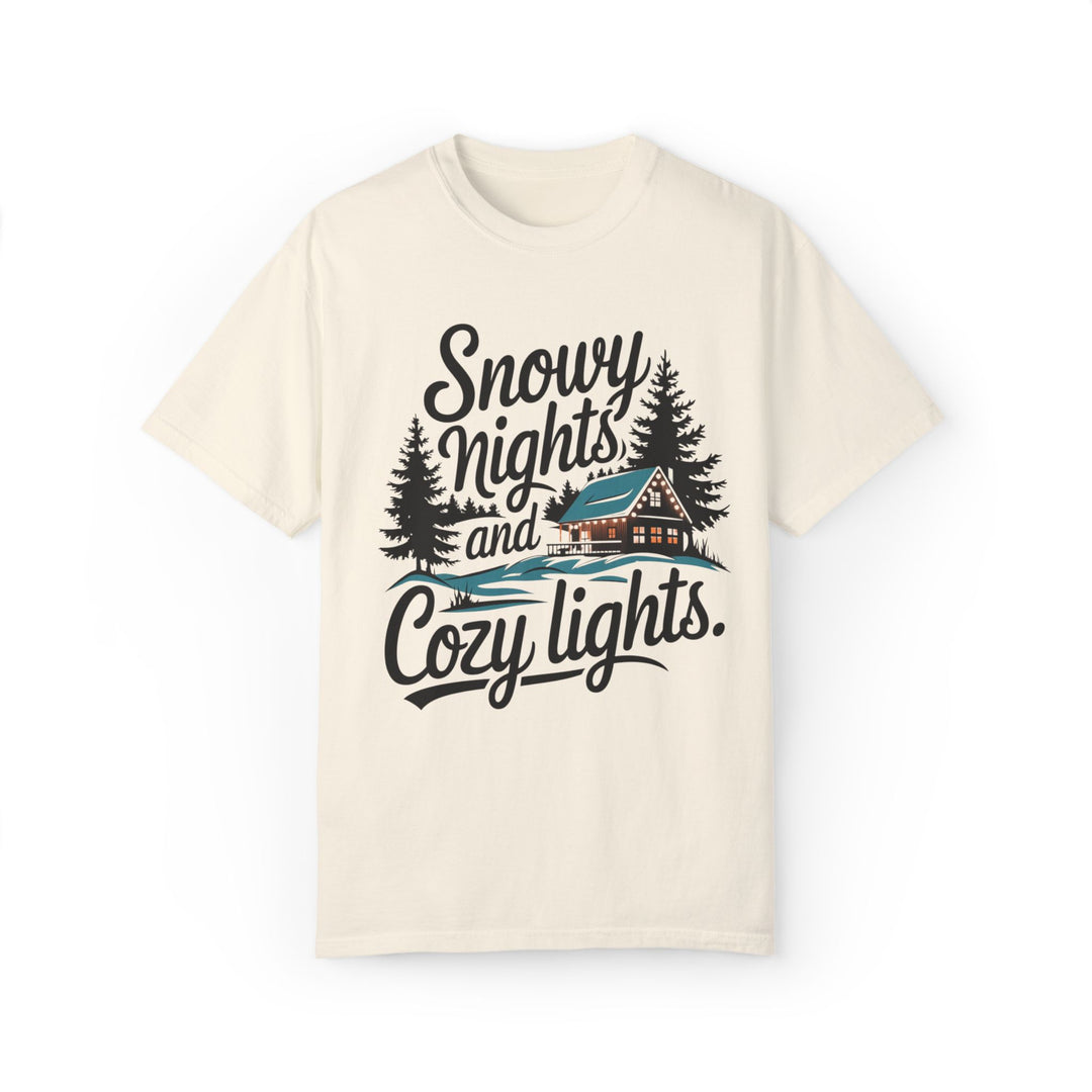 Snowy Nights and Cozy Lights Unisex T-shirt T-Shirt Printify Ivory S