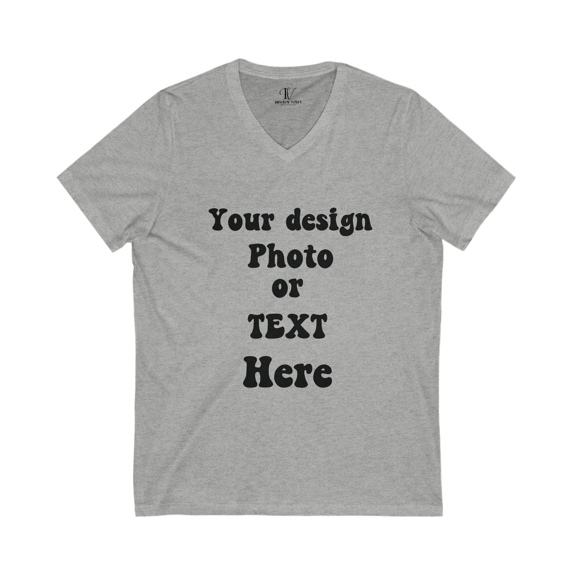 Express Your Unique Style with Our Custom V-Neck T-shirt - Personalized with Your Design, Photo, or Text | Made in USA V-neck S Athletic Heather 