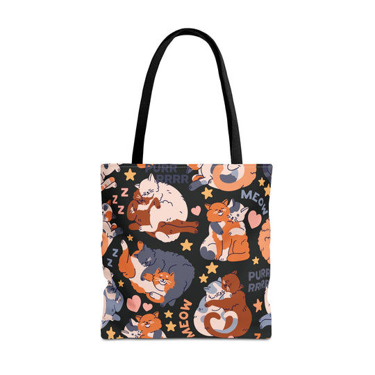 Sweet Cartoon Cats Tote Bag Bags Printify 18" × 18'' Black