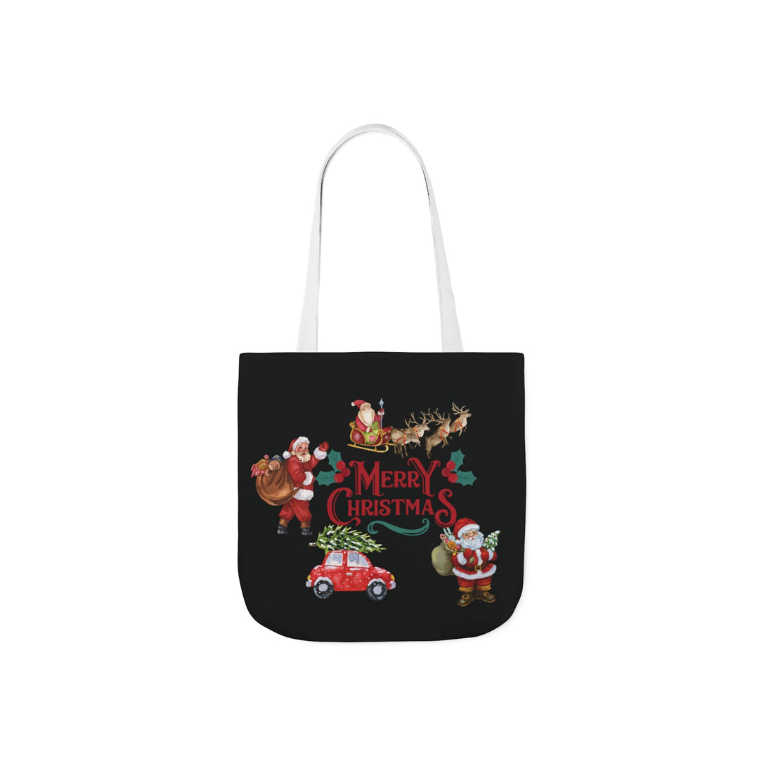 Vintage Style Christmas Canvas Tote Bag Accessories Printify 13" × 13'' White