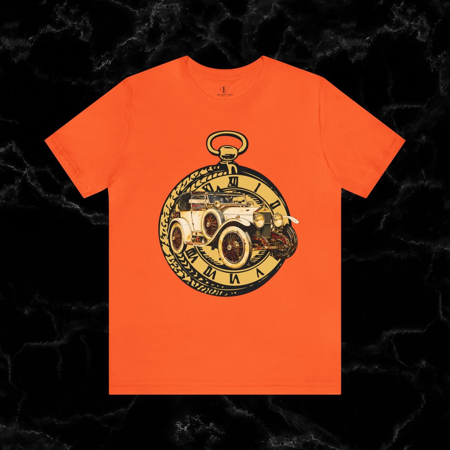 Ride in Style: Vintage Car Enthusiast T-Shirt with Classic Wheels and Timeless Appeal T-Shirt Orange S 