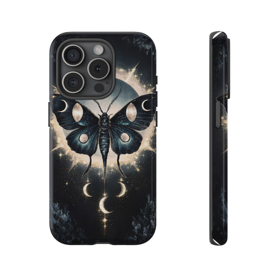 Phone Cases - Dark Academia Moth with Moon Phone Case Printify iPhone 15 Pro Glossy