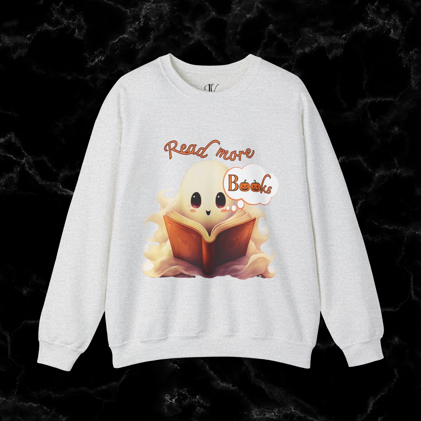 Read More Books Sweatshirt - Book Lover Halloween Sweater for Librarians and Students Sweatshirt S Ash 