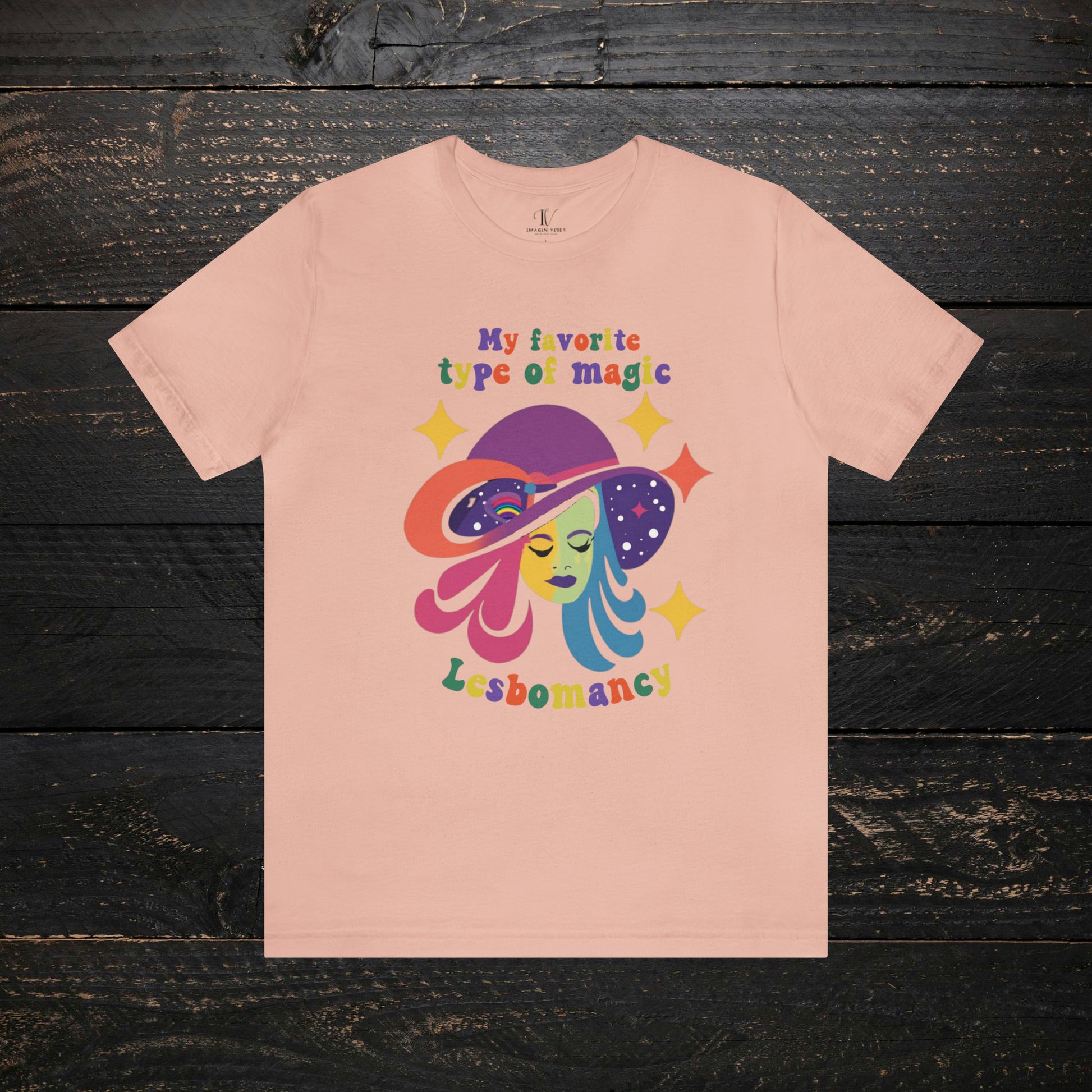 Halloween LGBT T-Shirt | Gay Witch Shirt - Spooky and Proud Tee - LGBT Halloween Shirt - Lesbian Halloween T-Shirt Peach XS 