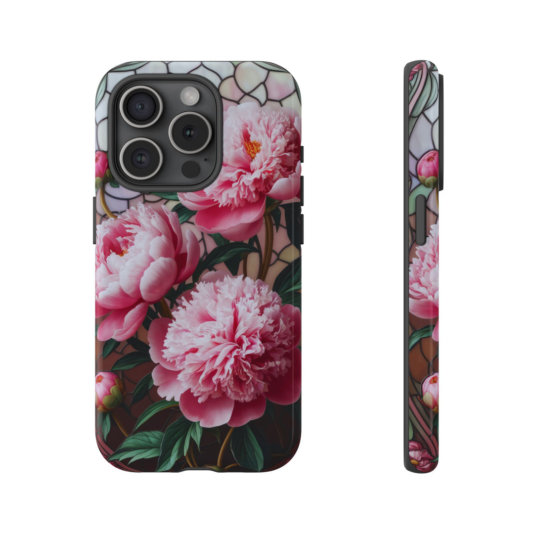 Phone Case Art Deco Pink Peonies Phone Case Printify iPhone 15 Pro Glossy