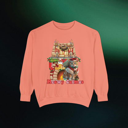 Funny Christmas Cat Sweatshirt | Meowy Christmas Cat Sweater | Christmas Gifts for Cat Lovers - Christmas Lights Shirt, Christmas Cats Shirt Sweatshirt Terracotta S 