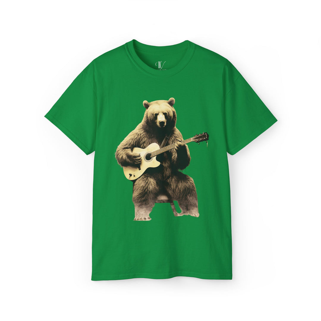 Bear Guitar Tee T-Shirt Printify Irish Green S