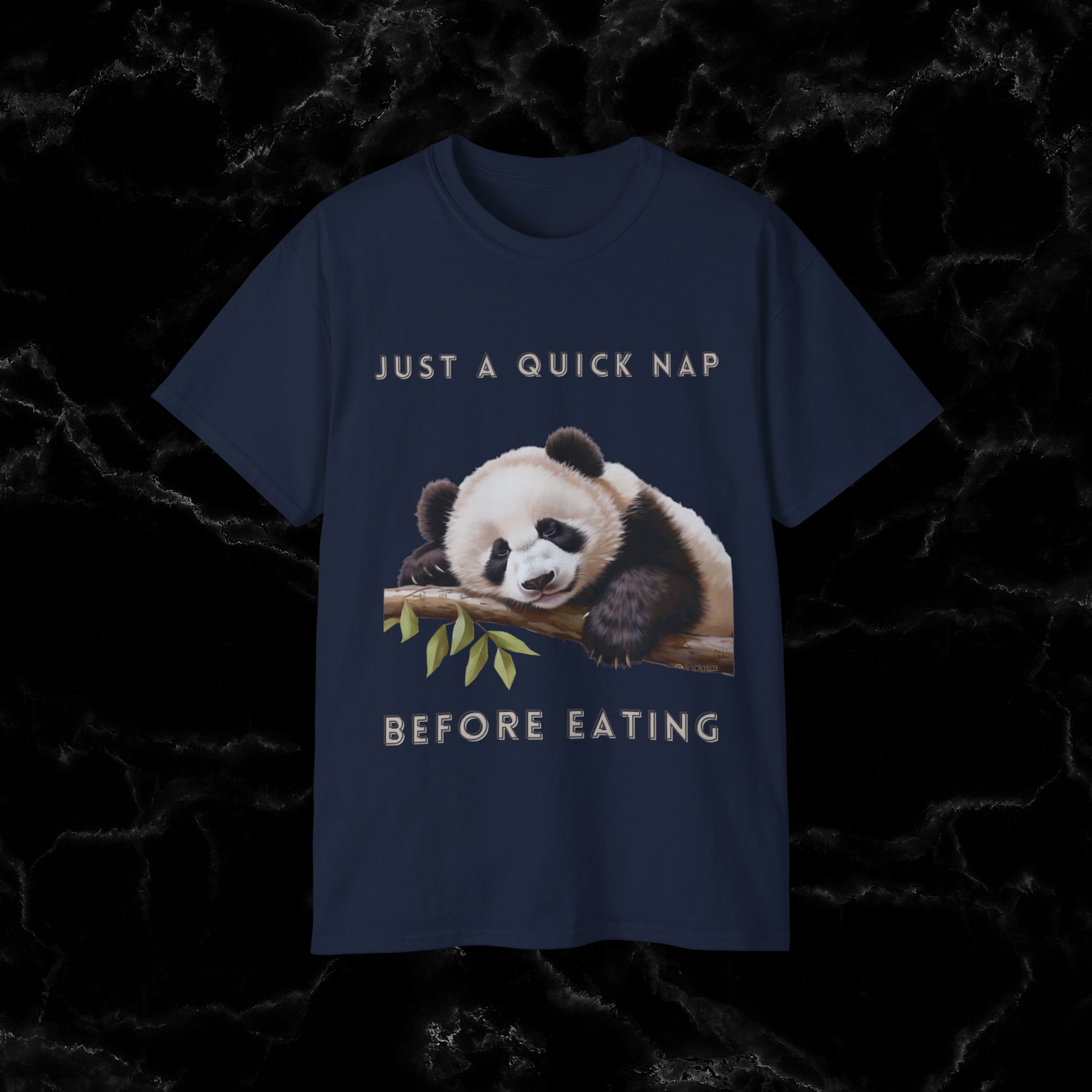 Nap Time Panda Unisex Funny Tee - Hilarious Panda Nap Design - Just a Quick Nap Before Eating T-Shirt Navy S 