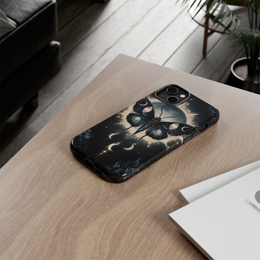 Phone Cases - Dark Academia Moth with Moon Phone Case Printify iPhone 14 Plus Glossy