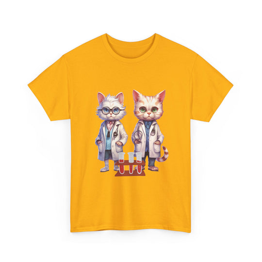 Cat Scientist Tee T-Shirt Printify Gold S