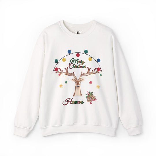 Merry Christmas Reindeer Sweatshirt Sweatshirt Printify S White