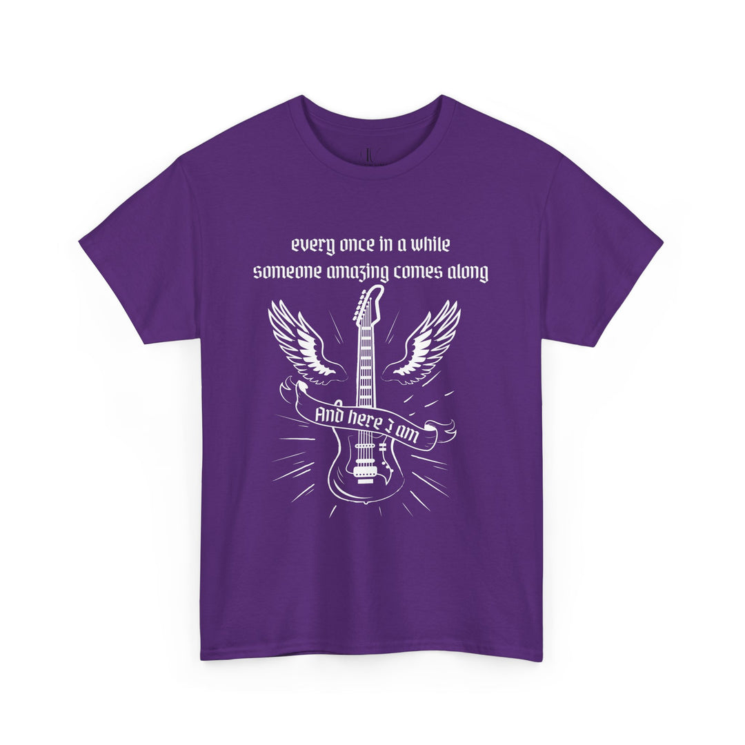 Unisex Tee - Rock n' Roll Guitar Wing - 'EVERY ONCE' T-Shirt Printify Purple S