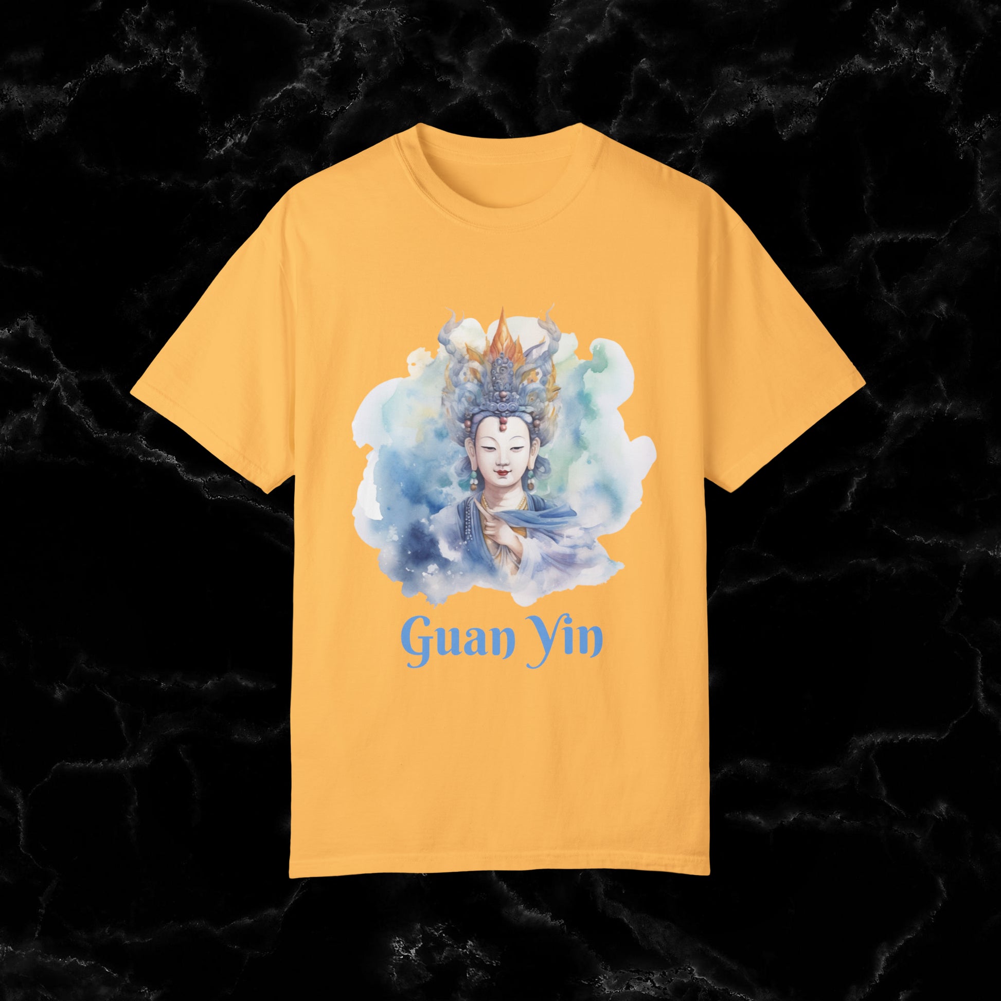 Quan Yin Spiritual Tee - Goddess of Compassion, Unisex Garment-Dyed T-shirt, Goddess of Mercy T-Shirt Citrus S 