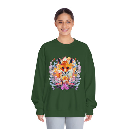 Cozy Cute Fox Cottagecore Sweatshirt | Vintage Forest Witch Aesthetic Sweater with Mommy and Baby Fox Design Sweatshirt Forest Green S 