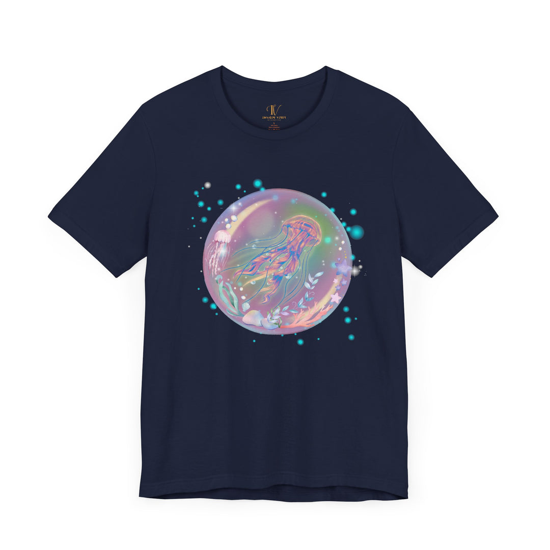 Jellyfish Galaxy Tee T-Shirt Printify Navy XS