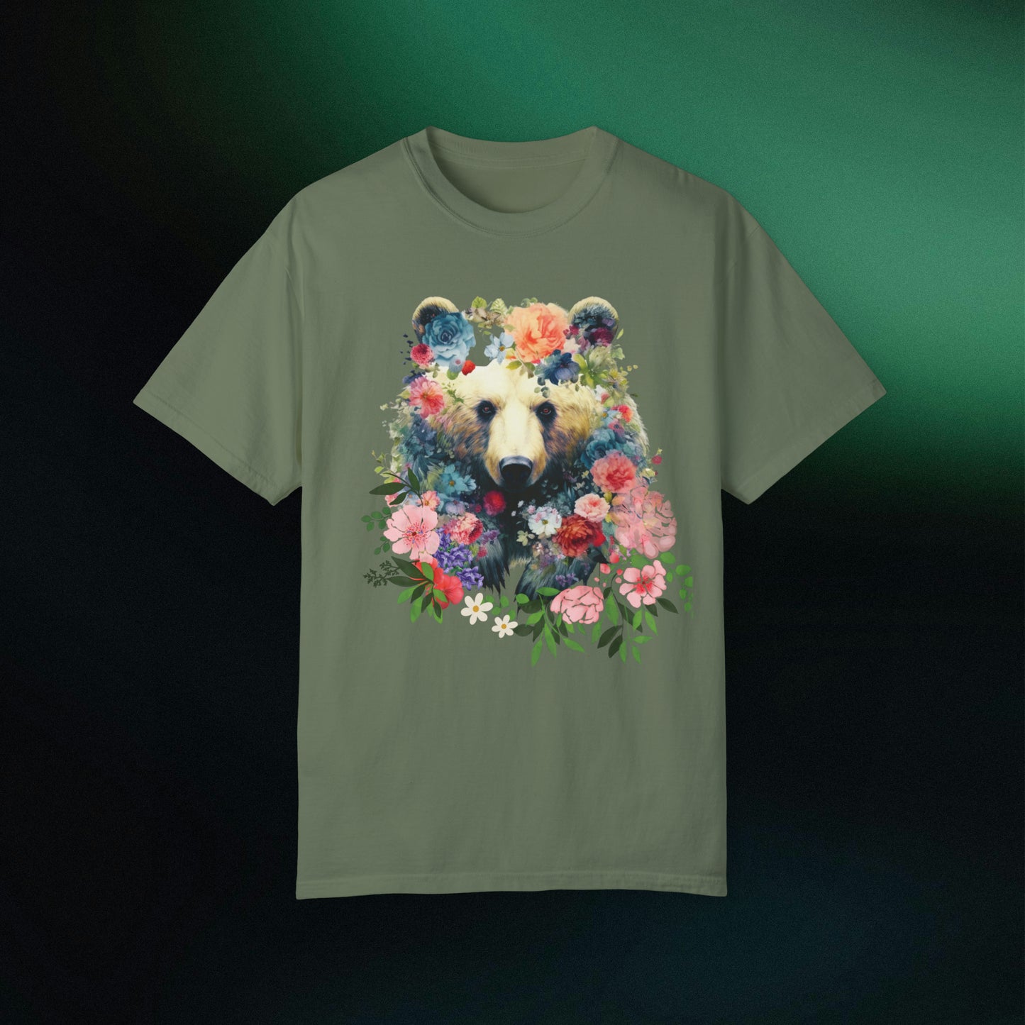 Floral Bear Shirt | Bear Tee | Flower Bear Shirt - A Perfect Animal Lover Tee and Bear Lover Gift T-Shirt Moss S 