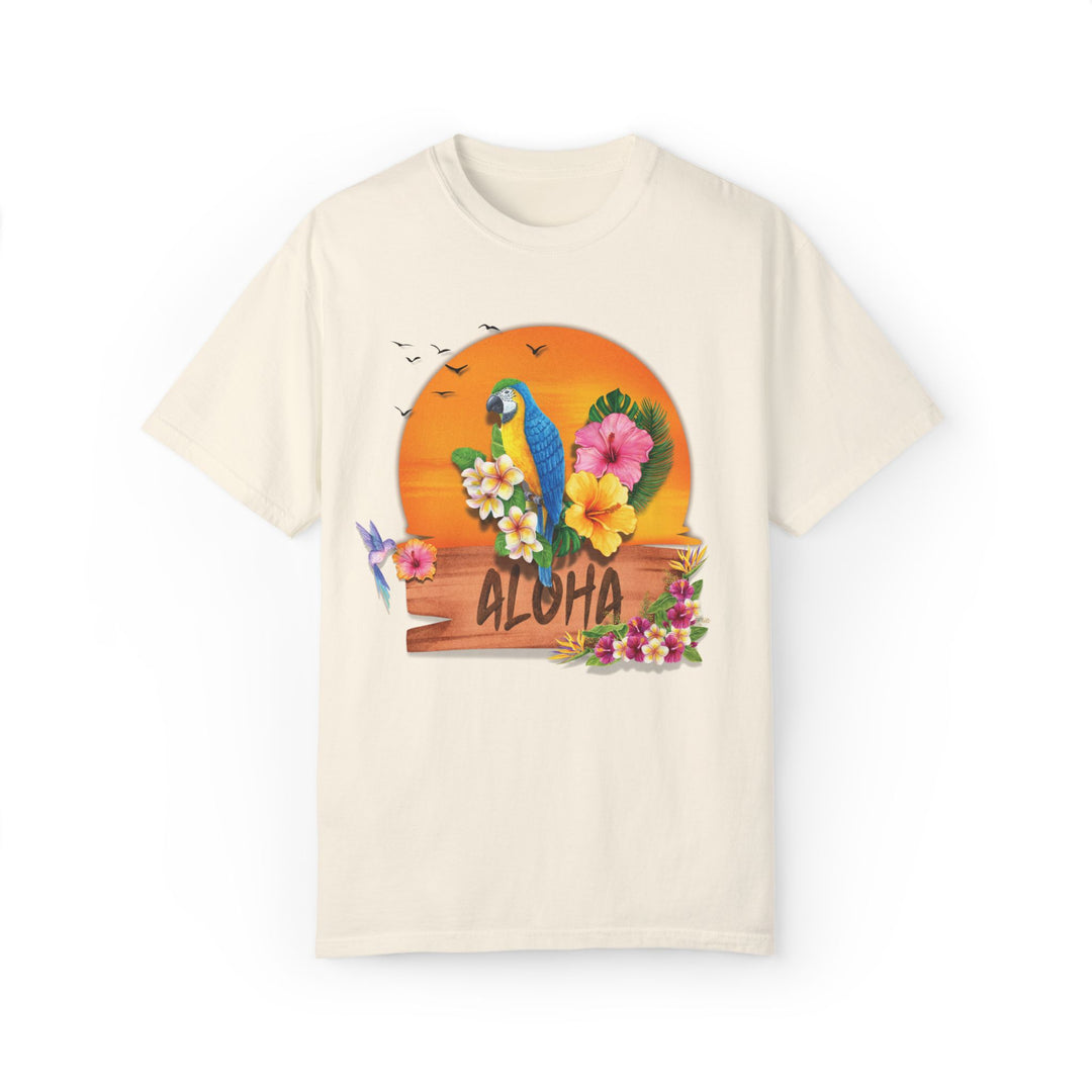 Tropical Parrot Aloha T-shirt T-Shirt Printify Ivory S