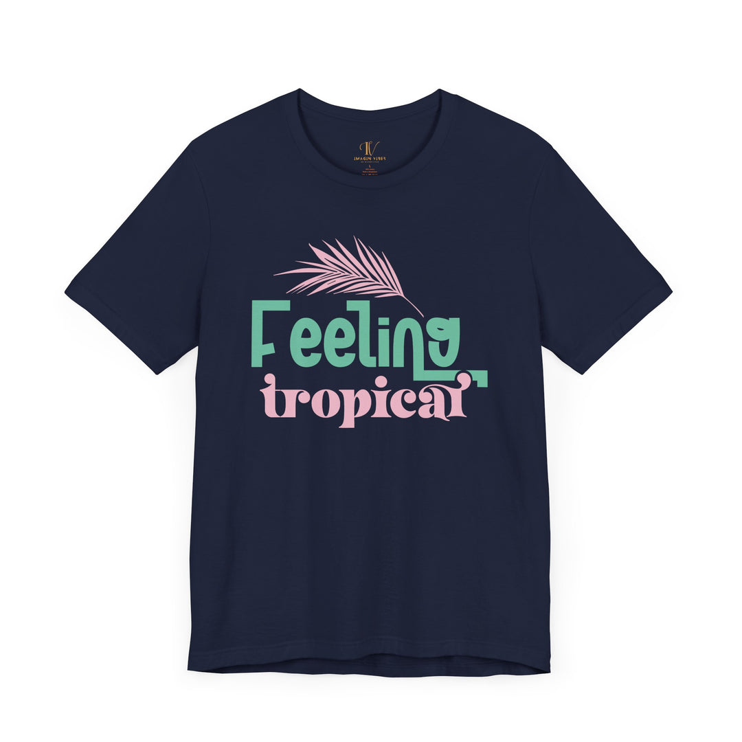 Palm Leaf Retro Tee T-Shirt Printify Navy XS