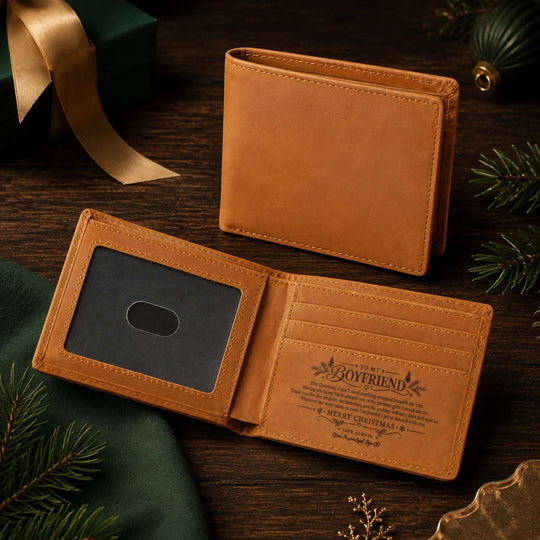 To My Boyfriend – Personalized Christmas Engraved Wallet for a perfect Christmas gift for boyfriend wallet.