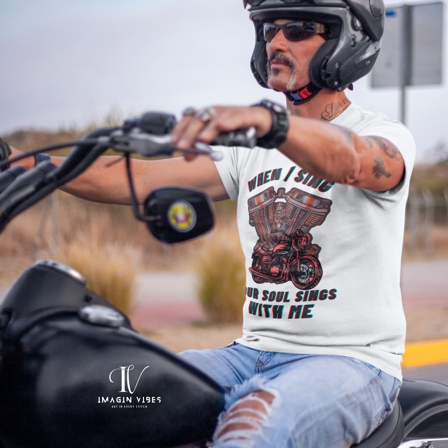 Motorcycle Unisex T-shirt - When I Sing, Your Soul Sings With Me - Motorcycle Riding Shirt, Biker Tee, Cool Biker Shirt USA T-Shirt   