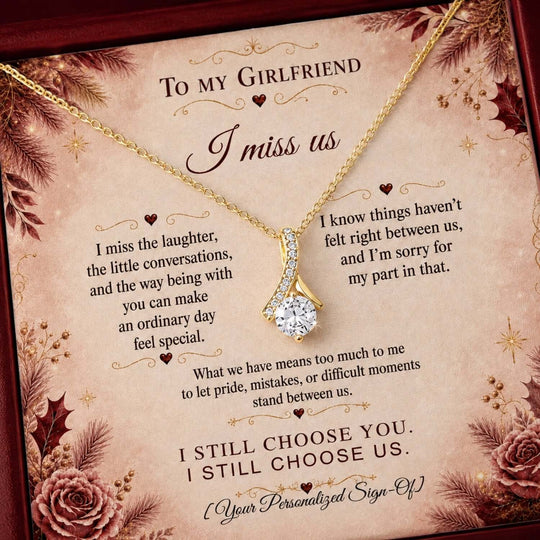 Alluring Beauty Necklace as an apology gift for girlfriend with heartfelt message about love and connection.
