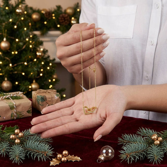 To My Granddaughter – Christmas Interlocking Hearts Necklace