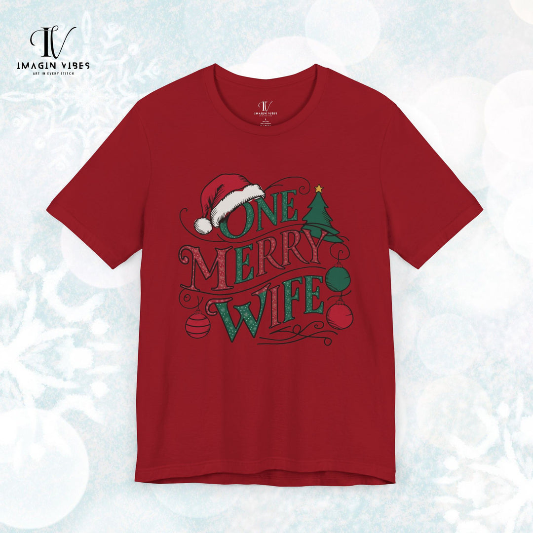 One Merry Wife Christmas T-Shirt T-Shirt Printify Canvas Red XS