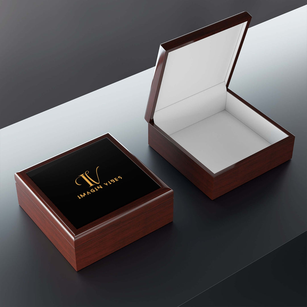 Imagin Vibes Jewelry Box — Elegant Jewelry Box with Gold Imagin Vibes Logo Home Decor Printify