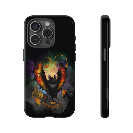 Phone Case - Gothic Bat and Autumn Leaves Phone Case Printify iPhone 15 Pro Glossy