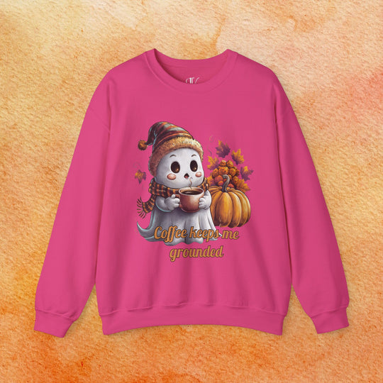 Ghostly Brew: Coffee Keeps Me Grounded Sweatshirt Sweatshirt Printify S Heliconia