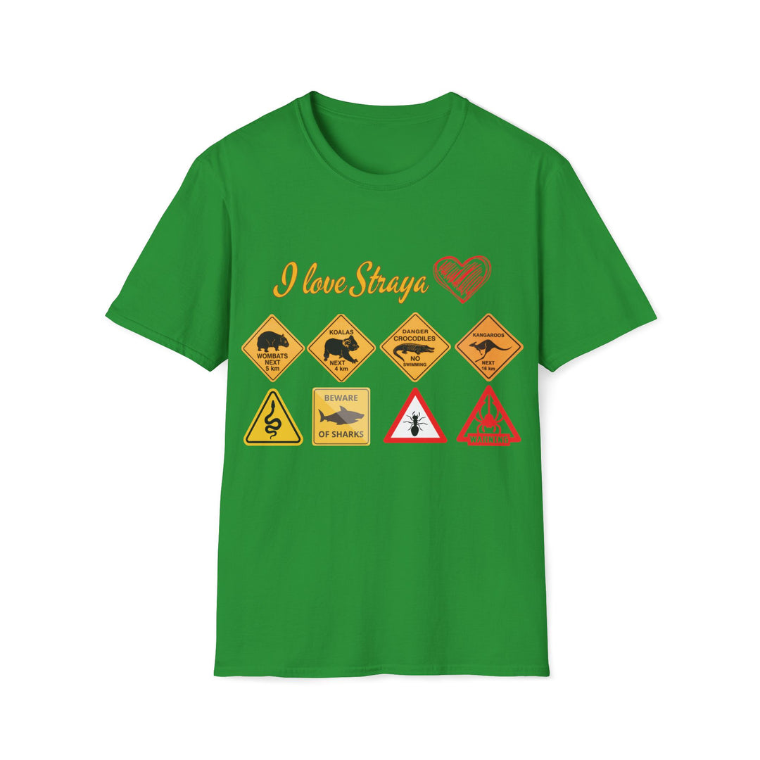 Funny Wildlife Caution Straya Unisex T-Shirt T-Shirt Printify Irish Green S
